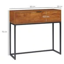 Console Table With Drawer, Coffee Table Hallway Table, Side Table For Living Room & Hallway, Steel, Natural, 80x30x76 Cm - 自然色 - 查看 2