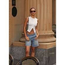 Summer New Knitted Simple Slim Sleeveless Solid Color Undershirt Undershirt Women - 白色 - 查看 5