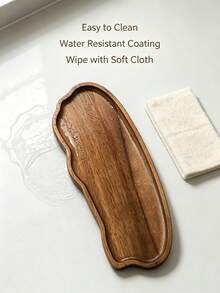 Asymmetrical Wavy Edge Solid Wood Serving Tray, Long Wooden Sushi, Dumpling, Appetizer Platter, Multi-Functional Decorative Food Display Plate, Wavy Edge Japanese Cuisine Wooden Platter, Dumpling Snack Display Wooden Tray - View 3