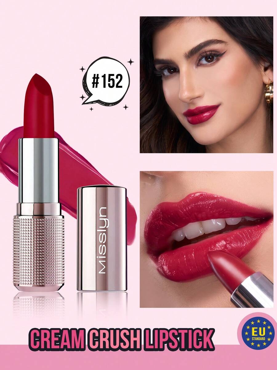 MISSLYN 1pc Lipstick, Rich Pigment, Long-Lasting Color, Silky Lightweight Formula, Soft Matte Finish, Buildable Color, High Color Payoff, Smooth Creamy Texture, Moisturizing, High Gloss, Non-Sticky, Nude Brown Tone