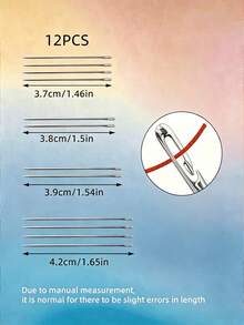 Effortless No-Manual Threading Stainless Steel Hand Sewing Needle Set, 12 Pieces, Solves Threading Difficulty Pain Point, One-Step Threading, Suitable For Clothing Repair, Fabric DIY Crafts, Home Fabric Sewing - Needle - View 9