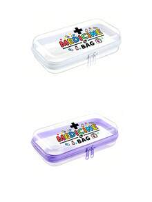 New Medical Pattern Transparent Hard Zipper Protective Box, Medical Bag, Toiletry Bag, PVC Travel Storage Bag With Zipper - Lightweight Fade-Resistant Makeup Toiletry Bag, Hard Plastic Zipper Bag - Multicolor - View 25