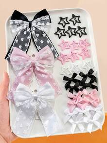 27/24pcs Fashion Bow & Star Hair Accessories Set, Y2K Sweet Hair Clips - Suitable For Girls And Women, Daily, School, Vacation, Date - Multicolor - View 21
