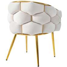 Set Of 4 Dining Chair, Beige Velvet Bubble Style - 米色 - 查看 7