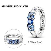Vectoflux S925 Sterling Silver Women's Star Code Ring Classic Engagement Wedding Jewelry - Blue - View 5