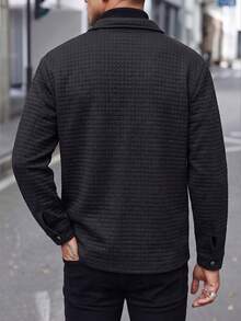 Men's Casual Jacket, Lapel Jacket For Spring And Autumn, Solid Color Business Versatile, Suitable For Daily Outdoor Work Wear Men's Jacket - Black - View 3