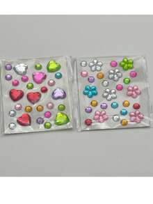 1/3/5/10 Pcs Self‑Adhesive Rhinestone Gem Stickers, Multishape Glossy Colorful Acrylic Crystal Decals, Heart Flower Round Diamond Ornament, DIY Decor Accessory For Journal, Phone Case, Scrapbooking, Card‑Making Handcraft Supplies - One Size - View 13