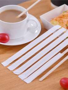100pcs/Individually Wrapped Wooden Coffee Stir Sticks, Disposable Coffee Stirrers, Suitable For Stirring Coffee, Cocktails, Hot Drinks, Juices, Milk And Other Beverages - Multicolor - View 4