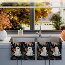 2/4/48pcs Halloween Series Moonlit Pumpkin Ghost Pattern Printed Kitchen Towels - Super Soft, Highly Absorbent Polyester Dish Cloths And Hand Towels, Perfect For Holiday Decor, Kitchen Decor, Party Decor. - Multicolor - View 14