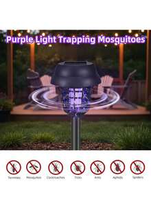 4/2pcs Solar Powered Mosquito Killer, Purple Light Mosquito Trap, Outdoor Mosquito Catcher & Garden Landscape Ground Light, Suitable For Garden, Patio, Lawn And Backyard - One Size Fits All - View 4