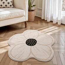1pc Soft Cream Five-Petal Flower Rug, Home Decor Rug, Bedroom Decor, Small Rug, Creative Fashion Rug, Living Room Rug, Living Room Small Rug, Bedroom Rug, Outdoor Rug, Washable Rug - Multicolor - View 2