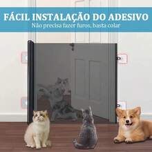 Tela Barreira Retrátil para Cachorro Gato e Bebê Portão de Proteção Ajustável Sem Furos Segurança Pet - pequeno 78x110cm - Visão 7
