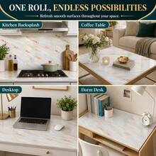 1 Roll Yellow Marble Wallpaper Marble Pattern Renovation Sticker Thickened Version Extra Thick Wallpaper Kitchen Oil-Proof Sticker Heat-Resistant Waterproof Moisture-Proof Mold-Proof Stove Self-Adhesive Wallpaper Tile Wall Cabinet Desktop Renovation Yellow Faux Marble Film Sticker Wall Sticker Home Decor Sticker Winter Decoration Renovation Sticker - Pattern - View 8