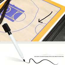 PU Leather Basketball Tactical Board Set, Three-Fold Colorful Folding Design, Strong Magnetic Adsorption Erasable Markers, Portable Pre-Game Tactical Explanation Board, Team Training Command Demonstration With Pen Storage Tactical Drill Board - Multicolor - View 3