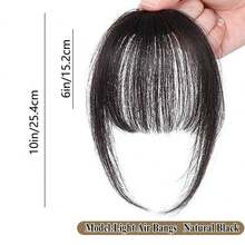 Real Human Hair Wispy French Bangs With Temples,Curved Fringe Hair Accessories,Clip In Air Bangs,Kawaii Hairpieces Quick Hair Change - Multicolor - View 2