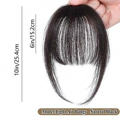 Flequillo francés de cabello humano real con sienes, accesorios de cabello con flequillo curvo, flequillo de aire con clip, piezas de cabello kawaii para cambio rápido de peinado