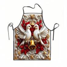 1pc Christmas Santa, Christmas Bell, Christmas Snowflake, Christmas Reindeer, Christmas Tree, Christmas Snowman, Christmas Penguin, Christmas Cartoon Animal Pattern Chef Apron, Apron, Suitable For Home Decor And Kitchen Use. Made Of 100% Polyester Material, Designed As Sleeveless Style, Perfect For Home Kitchen, Outdoor BBQ Cooking. This Printed Apron Is Unisex, Machine Washable And Reusable, An Essential Kitchen Item - Multicolor - View 15