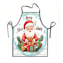1pc Christmas, Santa Claus, Christmas Bell, Christmas Snowflake, Christmas Reindeer, Christmas Tree, Christmas Snowman, Christmas Penguin, Christmas Cartoon Animal Pattern Chef Apron, Apron, Suitable For Home Decor And Kitchen Use. Made Of 100% Polyester Material, Designed As Sleeveless Style, Perfect For Home Kitchen, Outdoor BBQ Cooking. This Printed Apron Is Unisex, Machine Washable And Reusable, Essential Kitchen Item - Multicolor - View 15