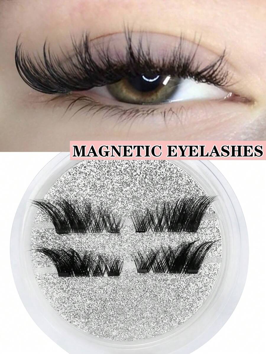 1 Pair Magnetic False Eyelashes, Half-Lash Style, No Glue Needed, Short Magnetic Eyelashes, Natural Cat Eye Makeup Effect, Reusable, Suitable For Eyelash Extensions, Ideal For Slouchy People, Beauty Bloggers, And Gift Giving.