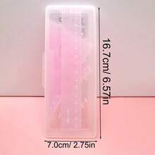 1pc Pink Ruler Set, 4-Piece Set, Macaron Color Scheme, Math Drawing Ruler Set, Includes Straight Ruler, Triangle Ruler, Protractor, Clear And Precise Scale, Transparent Frosted Material, Outstanding Appearance, Comes With Portable Storage Box, Organized And Easy To Store, Smooth Edges, For Hands, Suitable For Student Geometry Drawing, Classroom Calculation, Durable And Not Easily Deformed, Daily Math Learning, Complete Drawing And Measuring Stationery Set, Back To School Recommendation, Christmas, Halloween, Thanksgiving Gift - A - View 3
