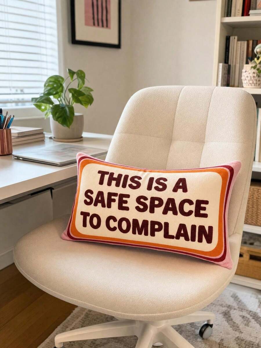 Space To Complain Letter Print Decorative Throw Pillow, Pink Cream Sofa Bed Cushion, Aesthetic Room Decor Accent - Multicolor - View 1