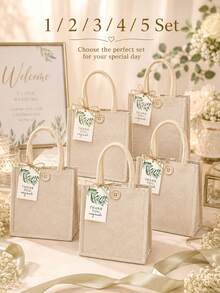 亞麻托特包－空白、可重複使用且可自定義DIY設計，適合婚禮、企業活動、返校季及教師禮物 - 彩色 - 查看 10