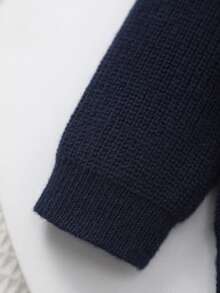 Baby Girl Vintage Korean Style Lace Trim Peter Pan Collar Knitted Cardigan Jacket - Royal Blue - View 4