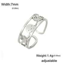 TEAMER 1 chiếc nhẫn ngón tay unisex thời trang đa năng bằng thép không gỉ thiết kế tối giản rỗng hình ma và ngôi sao, quà tặng kỷ niệm Halloween - loạt thời trang - Xem 10