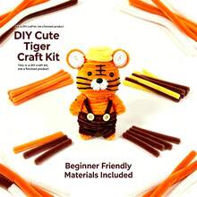 1 Set Premium Handmade Tiger Chenille Stem Kit, Suitable For Beginners And Adults DIY Kit, With Step-By-Step Tutorial, Handmade Mythical Creature Craft Kit, Plush Doll Chenille Wire, DIY Cute Fun Home Decor, Birthday Ornament - Not Finished - Little Tiger - View 9