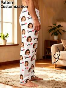 Men's Customized Photo Home Pants (1pc): Choose Your Favorite Photo To Print, Have A Unique Personalized Look, Super Cool! - White - View 2