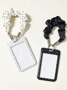 1pc Vintage Polka Dot Card Holder Pendant, Suitable For ID Card, Campus Card, Idol Card Decoration, Can Be Hung On Bag Or Keychain - Multicolor - View 4