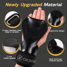 FIVING Palm Pads Gym Grips With D-Ring Stainless Steel, Anti-Slip Callus Guards Hand Protection For Weightlifting Deadlift Pull-Ups Barbell Row, Non-Slip Grip Pads For Men Women Training - Black - View 4
