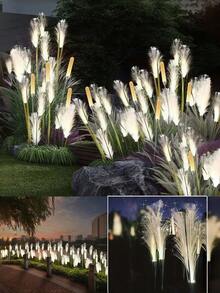 Solar Powered Fiber Optic Reed Lights, Waterproof Outdoor Solar Lights, Color Changing Dual Jellyfish Star Shaped Solar Garden Lights (Suitable As Christmas Outdoor Garden Decoration Gift, Perfect Gift For Women) - Fiber Optic Reed - View 4