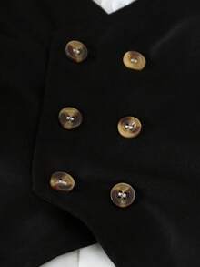 3pcs/Set Baby Boy Spring/Autumn British Gentleman Style Long Sleeve Shirt, Bowknot Decor Vest, Long Pants Formal Outfit, Suitable For Birthday Party Wear - Black - View 5