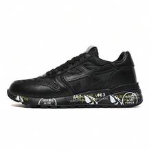 Men's Retro Color Block Suede Panel Sneakers Breathable Mesh Casual Running Shoes Non-Slip Printed Sole Fashion Walking Trainers - 邇富大米全黑 - 查看 2