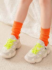 1 Pair Kids Solid Color Straight Socks, 2-7 Years Old Children Candy Color Calf Socks, Versatile Mid-Calf Socks Suitable For All Seasons - Multicolor - View 3