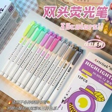 15 Colors Fluorescent Marker Set, Soft Water-Based Dual-Tip Markers, Highlighters, Pens, Drawing, Notebook, Diary, Student Statio, First Day Of School - Multicolor - View 27