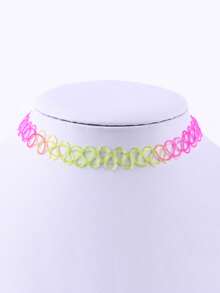 1pc Cute Elastic Tattoo Choker Necklace, Vintage Gothic Style Necklace, Wedding Jewelry Gift For Girls - Multicolor - View 18