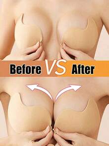 1 Pair Invisible Push-Up Bra, Strapless Backless Seamless Self-Adhesive Bra Pads, Summer Breathable Perforated Mango Cup Bra - Multicolor - View 3