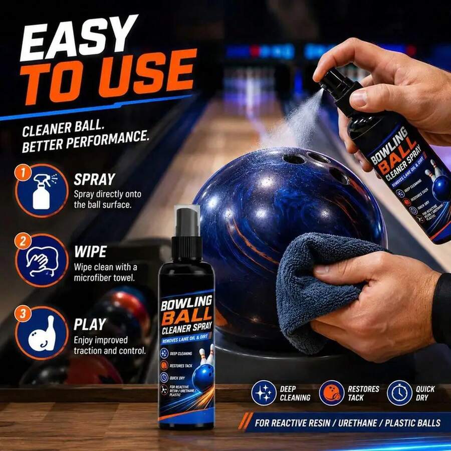 Bowling Ball Cleaning Spray With Towel Professional Stain Remover Dirt Cleaner For Performance Tackiness Restoration Gym - A - View 1