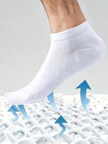5/10/15/20/30 Pairs Men's Solid Color Boat Socks, Sweat-Absorbent Breathable Comfortable Invisible Socks, Men's Boat Socks, Women's Short Socks, Student Socks, Back To School Season, Adult Socks, Short Socks, Mid-Calf Socks, Invisible Ankle Socks, Comfortable Breathable, Summer Socks, Thin Socks, Women's Socks, Suitable For Home And Travel Use - White - View 5