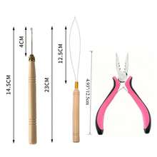 Hair Extensions Tools Kit 100/200/300/500/1000 Pcs Black Dark Brown Light Brown Gold Micro Ring Beads 1 Micro Beads Plier 1 Hook Needle Pulling, Halloween - View 6