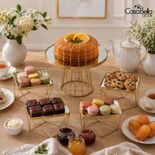 Kit Festa 5 Peças para Doces e Bolo Deluxe Premium Ferro Base Espelhada Casamento Aniversário Eventos - Visão 5