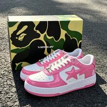 A BATHING APE 1雙中性款彩色 BAPE STA 星形 Logo 低筒休閒通勤運動球鞋 - 鏡面桃紅白 - 查看 4
