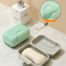 2pcs Portable Travel Soap Boxes With Lids + Bath Sponge, Draining Soap Holder, Bathroom Outdoor Soap Storage Container - Multicolor - View 9