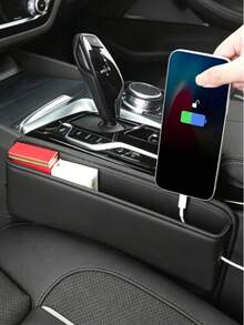 Car Seat Gap Filler Storage Box, PU Leather Center Console Side Storage Box, Multi-Functional Front Seat Gap Blocker, Can Hold Phone, Wallet, Keys, Cards, Coins, Universal Car Interior Accessory, Black/Brown/Beige/Burgundy - A - View 7