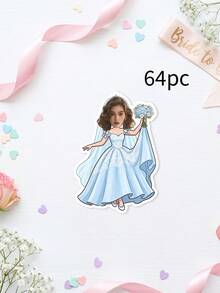 36/64/132pcs Personalized Wedding Bride Stickers, Custom Photo,Bride Face Shot Glasses Stickers,Bachelorette Party Cups Stickers Favors - Multicolor - View 14