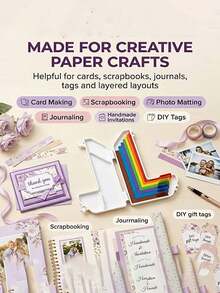 Paper Craft Alignment Guide Set With Storage Box, 7-Piece Precision Layering And Applique Spacers, Suitable For Card Making And Scrapbooking, Color-Coded Tools With Size Labels, 1/16 To 1/2 Inch Increments - Multicolor - View 3