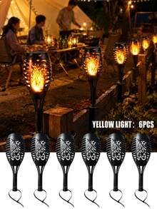 POSE UP 6pcs Solar Flame Light Strip, IP44 Waterproof Outdoor Solar LED Fence Deck Lights, Flickering Warm Flame Effect, With Switch Control, Wireless Landscape Lighting, Suitable For Yard Lawn Path Stairs Driveway Garden Patio Holiday Halloween Decoration - Multicolor - View 11