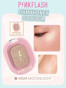 PINKFLASH Highlighter + Kontur Matte 2-in-1 1,5g, Tekstur Bedak Halus dan Lembut, Mudah Dibaurkan Tanpa Bercak atau Menggumpal, Tahan Minyak dan Keringat, Tahan Pudar dan Anti Luntur Sepanjang Hari - #H02 CAHAYA BULAN - View 1